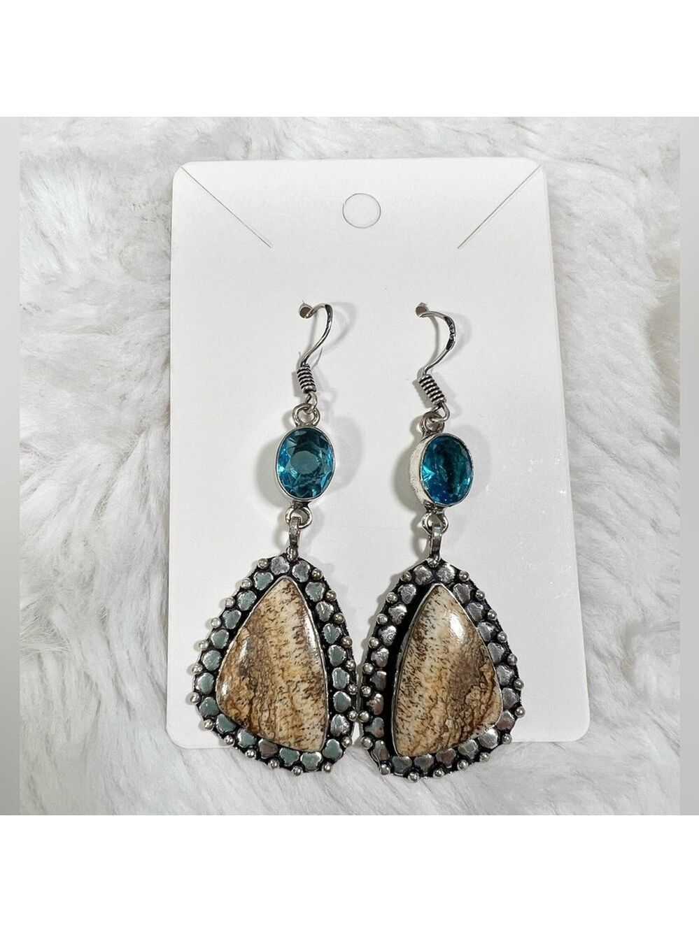 Picture Jasper 925 Gemstone Earrings - Picture 3 of 4